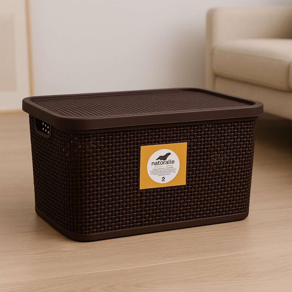 CAJA ORGANIZADORA SIMIL RATTAN 2.5 LITROS MARRON 