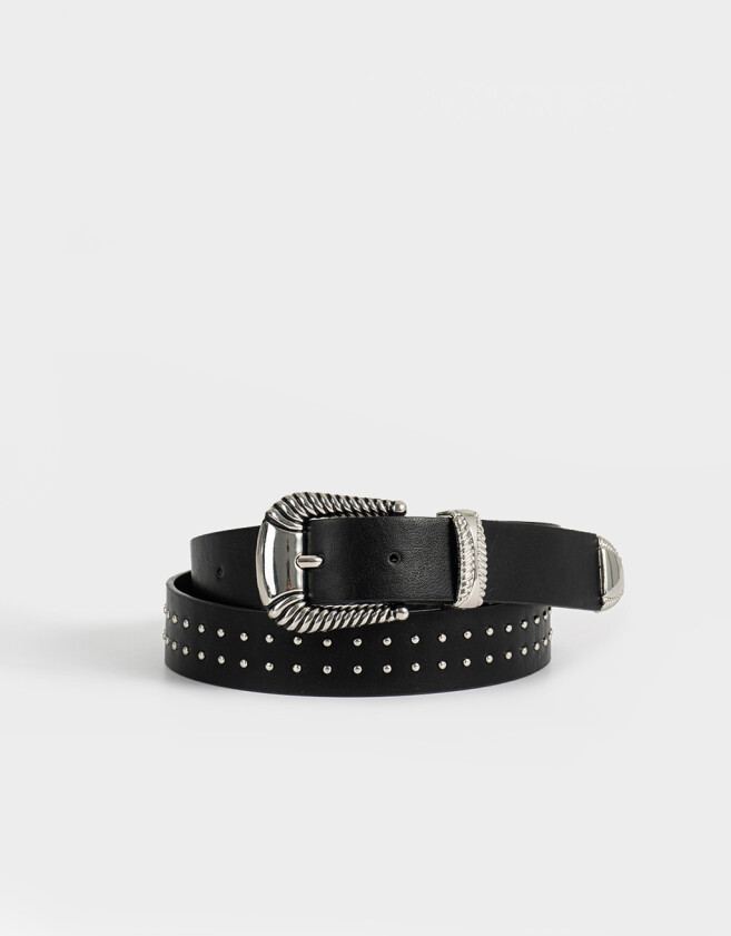Cinturones y Fajas Boho Cinturón Con Hebilla Western - Negro