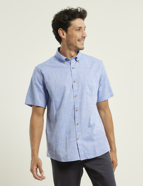 012506 CAMISA HARRINGTON LABEL Azul Melange