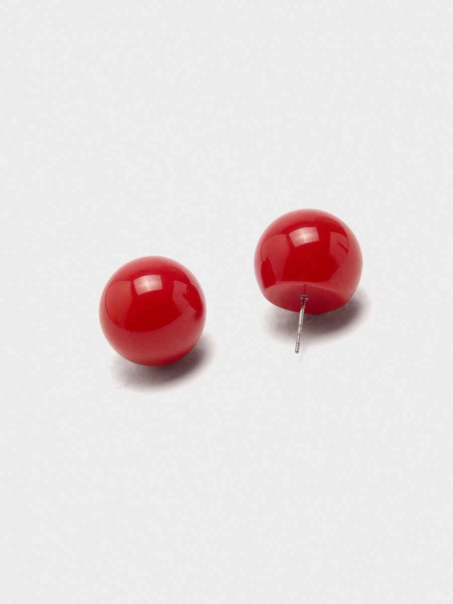 Pendientes De Esferas rojo