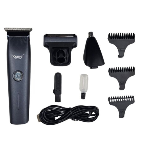 Afeitadora Corta Pelo Barba Recargable 3 en 1 KEMEI KM-1258 Negro