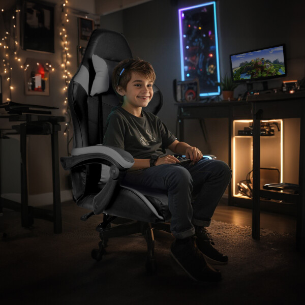 Silla Gamer Ergonomica Escritorio Reclinable Soporta 200kg Negro con Gris GAM003 Silla Gamer Ergonomica Escritorio Reclinable Soporta 200kg Negro con Gris GAM003