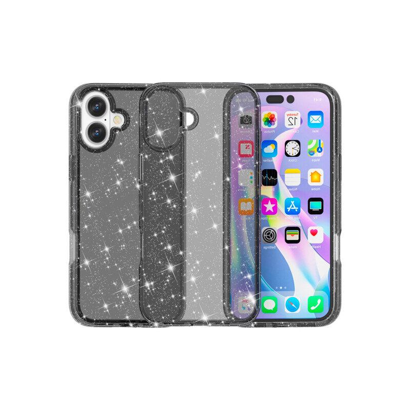 Protector para iPhone 17 glitter negro Protector Para Iphone 17 Glitter Negro