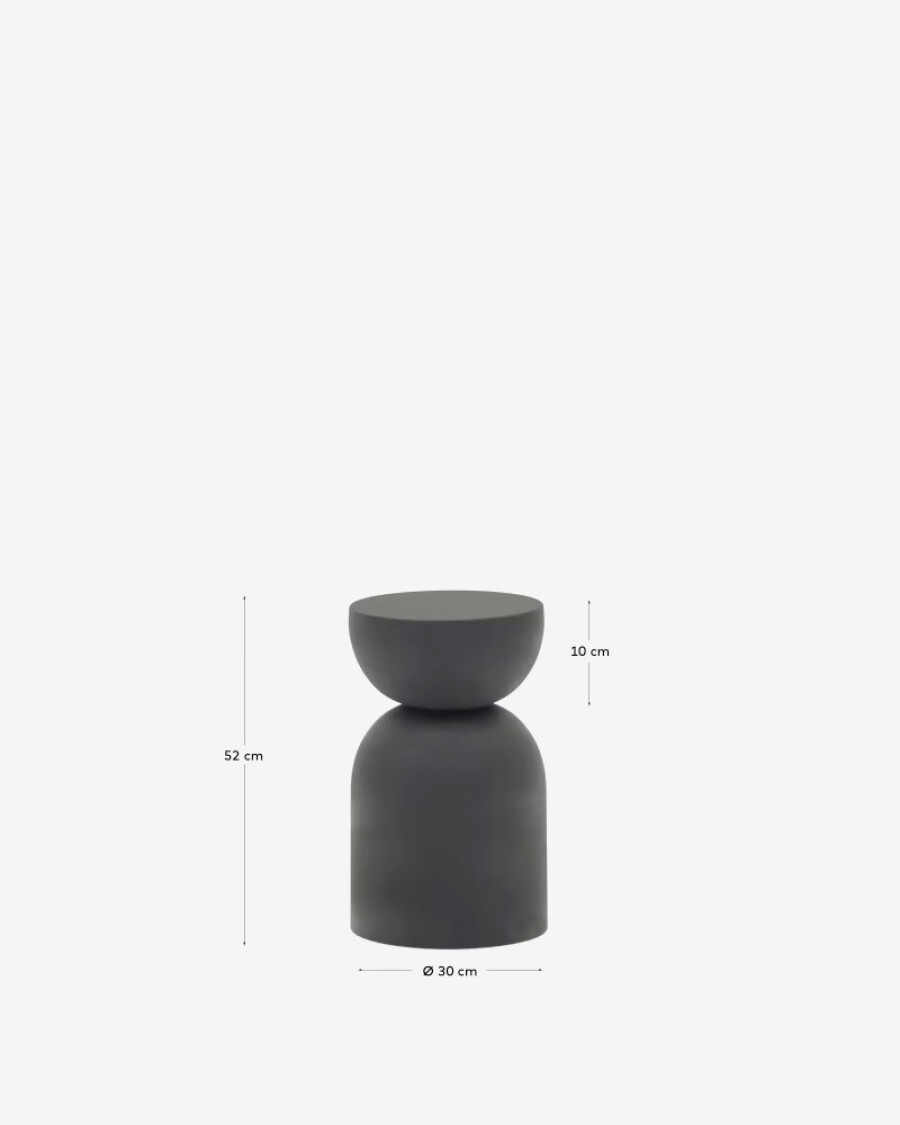 Mesa auxiliar Rachell de metal con acabado pintado gris mate Ø 30 cm