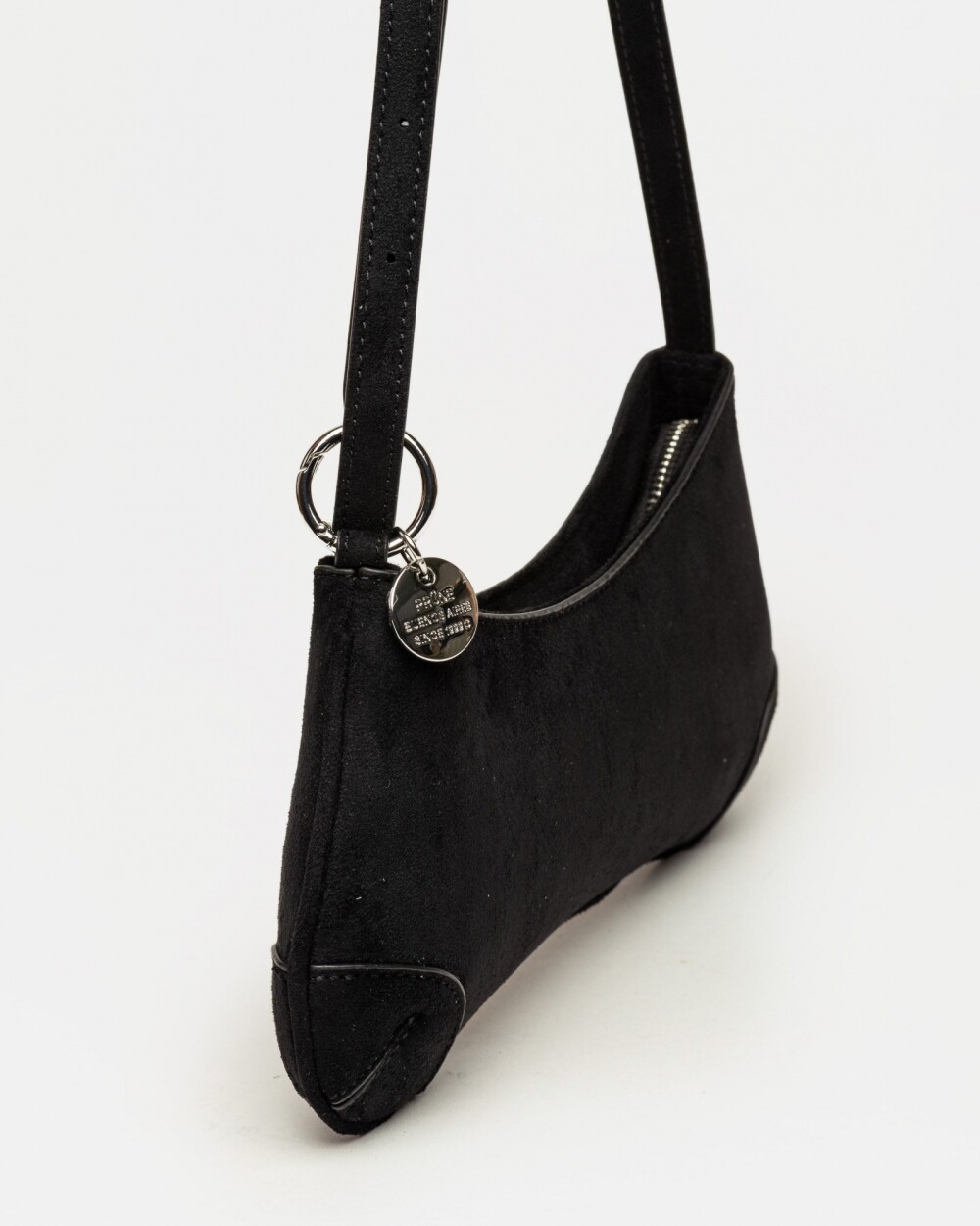Cartera al hombro Liam en efecto gamuza Negro