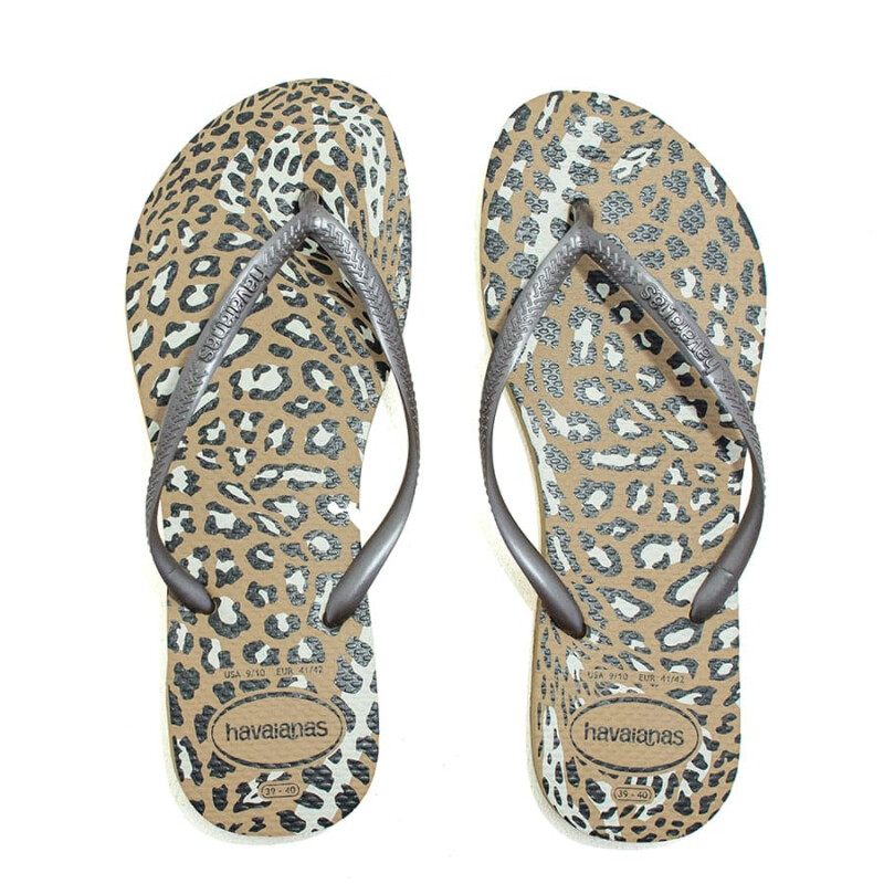 Ojota de Mujer Havaiana Slim Animals Rosado Oro-cafe