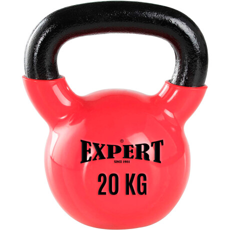 Pesa Rusa 20Kg Expert Hierro Macizo Kettlebell Mancuerna Recubierta Rojo