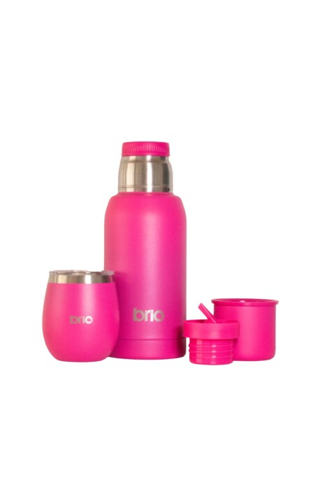 Set De Termo 750 Ml Y Mate Con Tapa brio Acero Inox Frambuesa