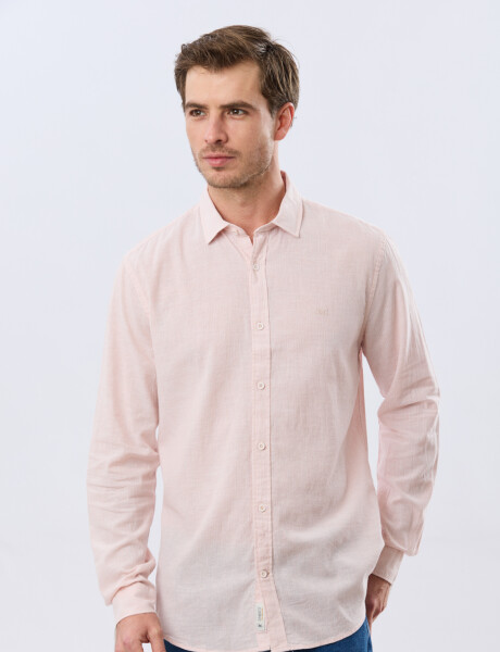 CAMISA DE LINO RAYADA Rosa