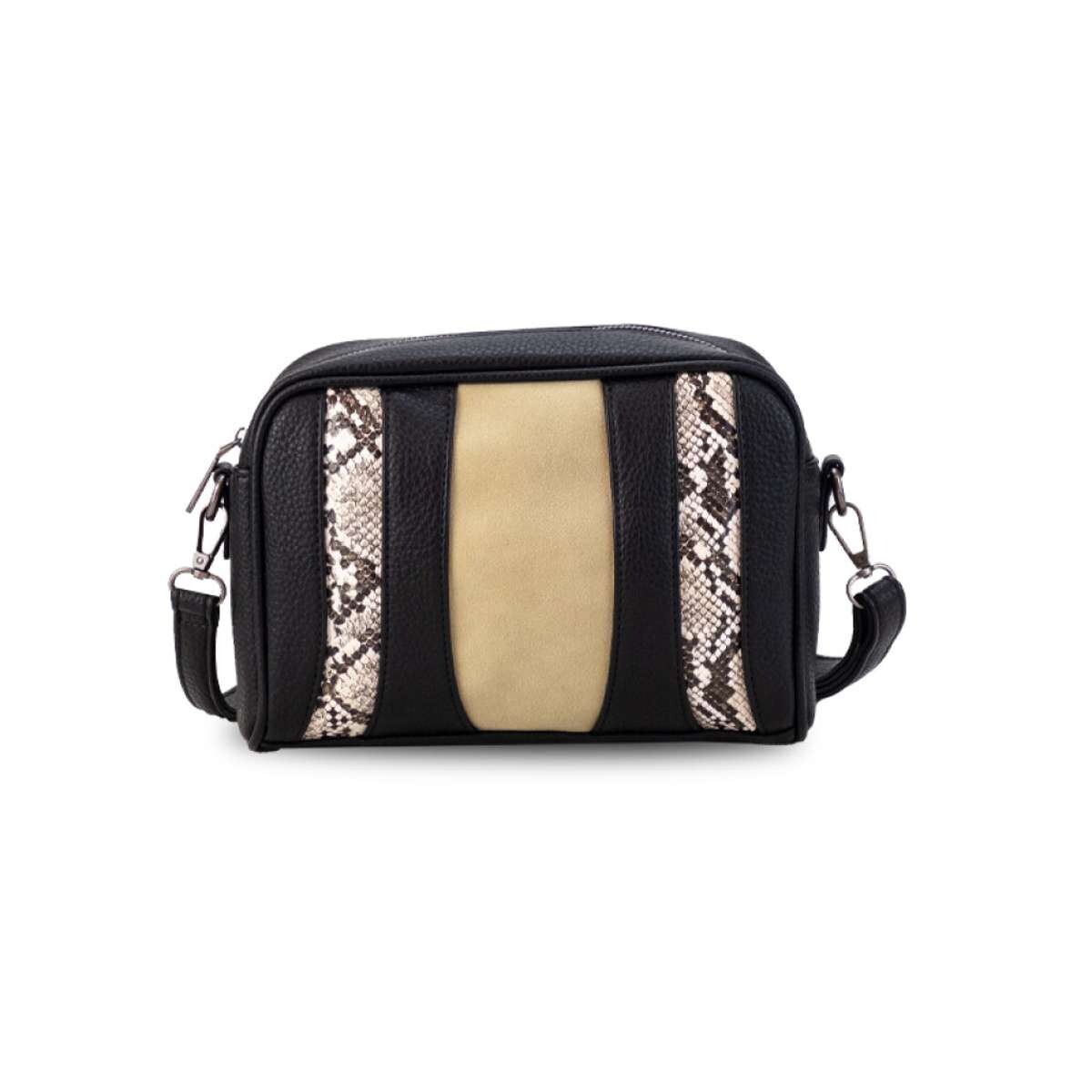 Bandolera Sintra - Negro, Reptil, Arena 