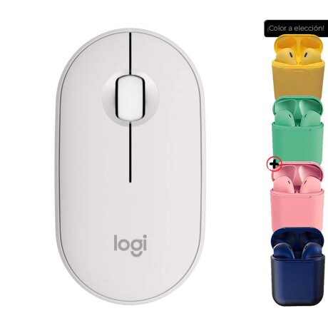 Mouse Inalámbrico Logitech Pebble 2 M350s Bluetooth + Auriculares Blanco