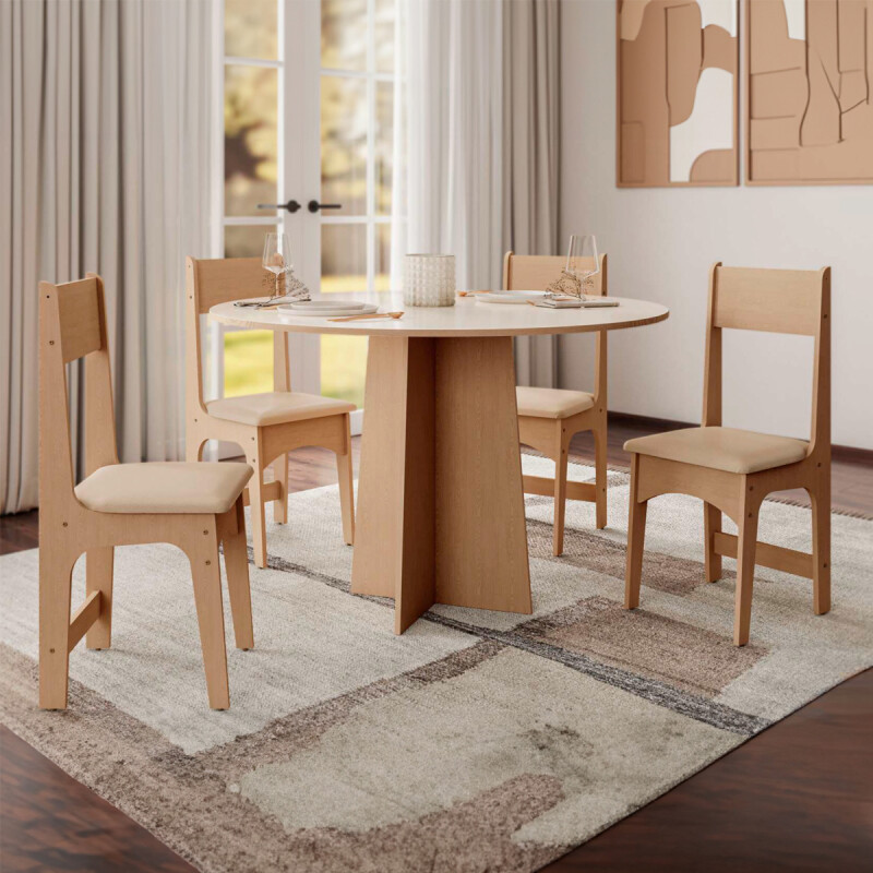 Juego de comedor Cindy 4 Sillas Color Miel N/A