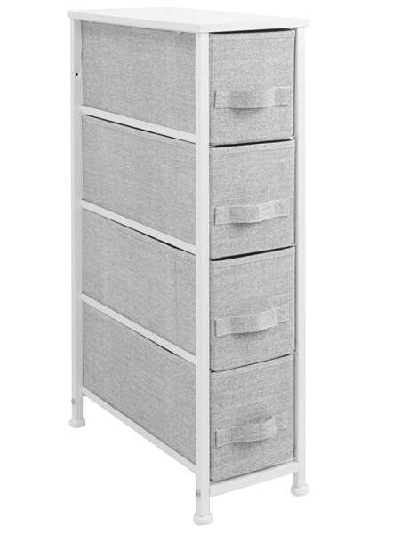 Mueble organizador 4 cestos en tela gris Selecta Mueble organizador 4 cestos en tela gris Selecta