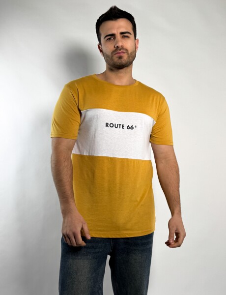 Remera combinada Mostaza