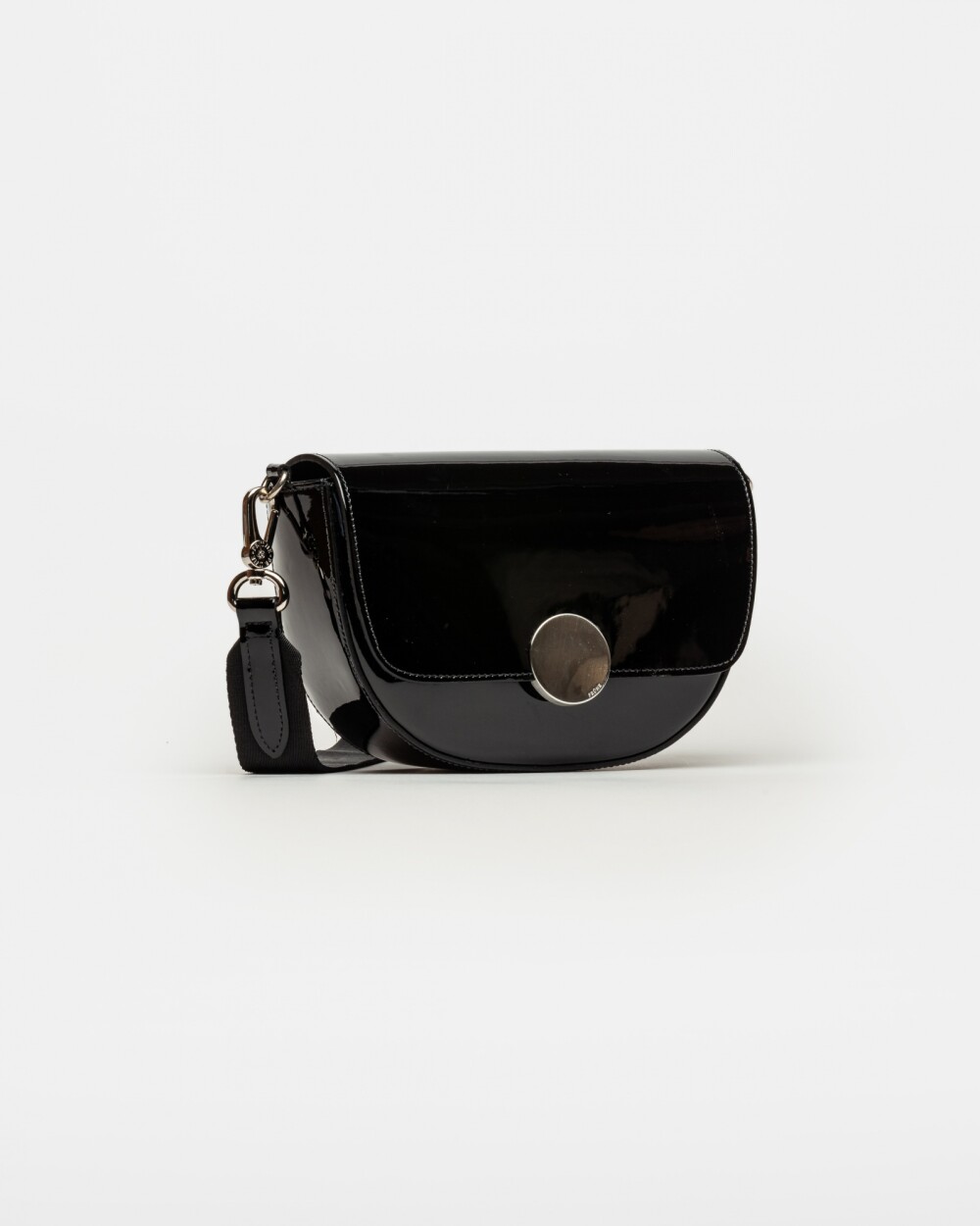 Bandolera The Circle en cuero charol Negro