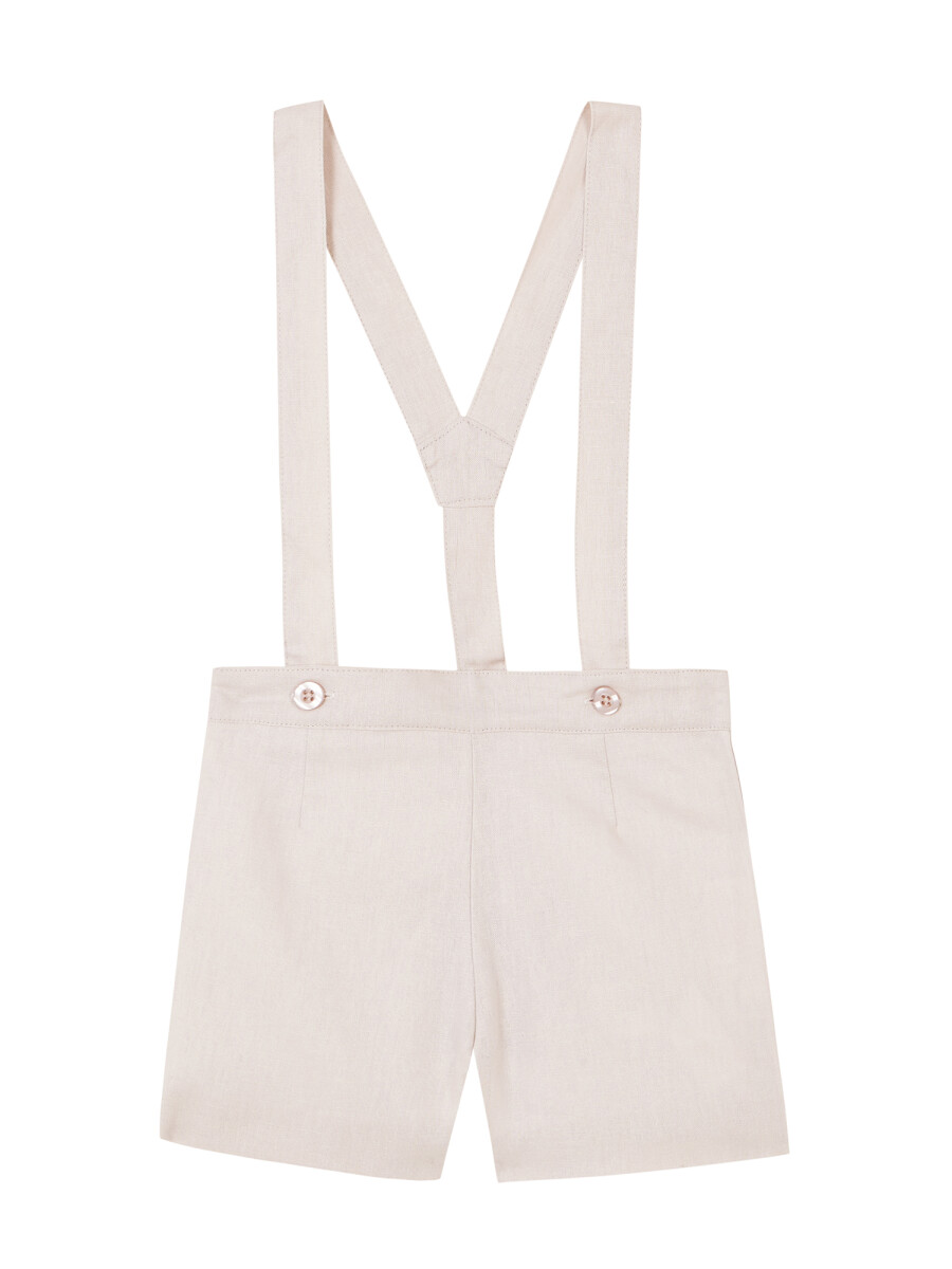 Pantalon Corto Con Tirantes Piedra