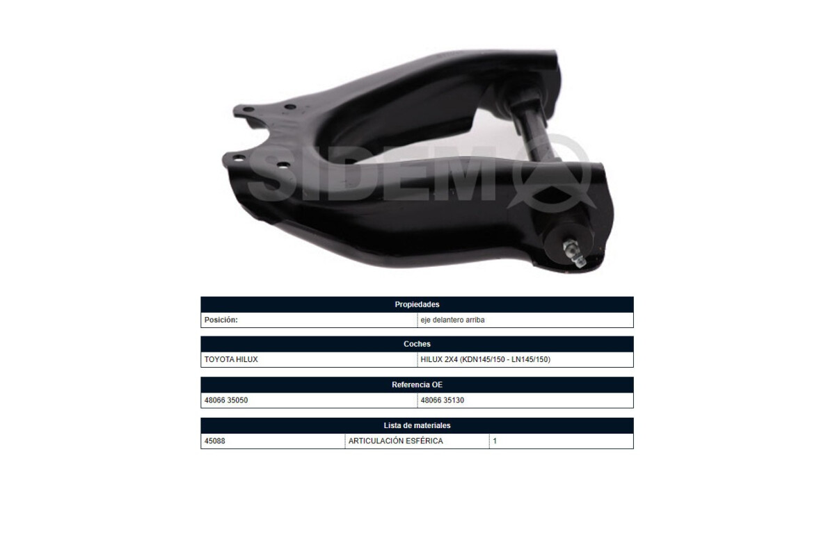 Parilla De Susp Del Effa Plutus/Aujoun Faw Z7 GWM Sailor Orient Ruda Toyota Hilux 89-25 Der/Izq Parilla De Susp Del Effa Plutus/Aujoun Faw Z7 GWM Sailor Orient Ruda Toyota Hilux 89-25 Der/Izq