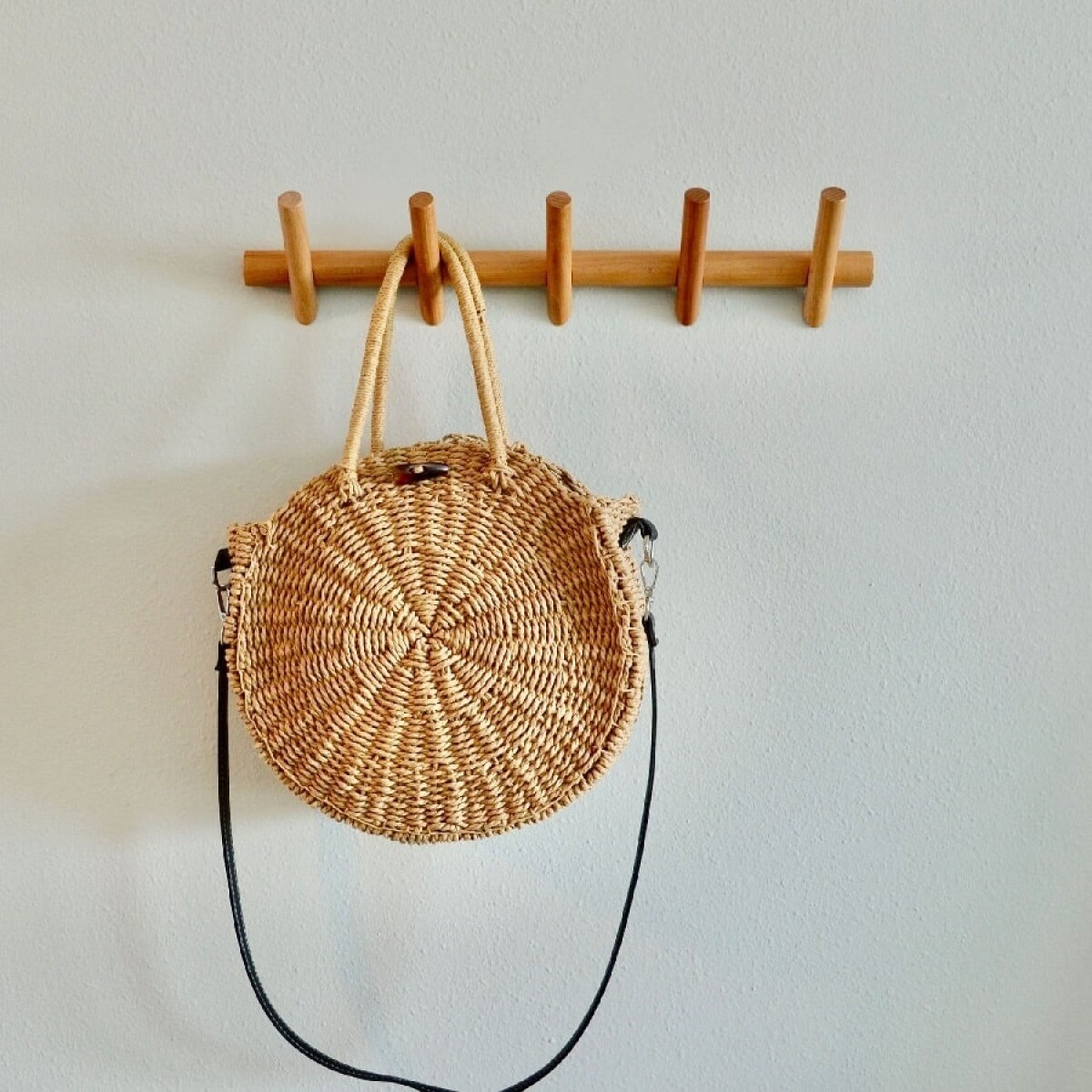 Perchero de pared 5 ganchos madera bambú 