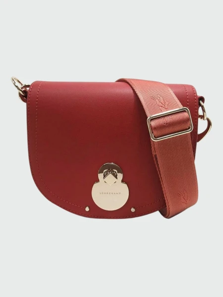 Longchamp -Cartera de cuero con solapa, Cavalcade Terracota