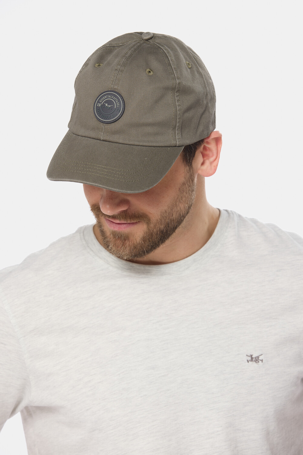 GORRO VISER DE LONA CON PARCHE DE GOMA Verde