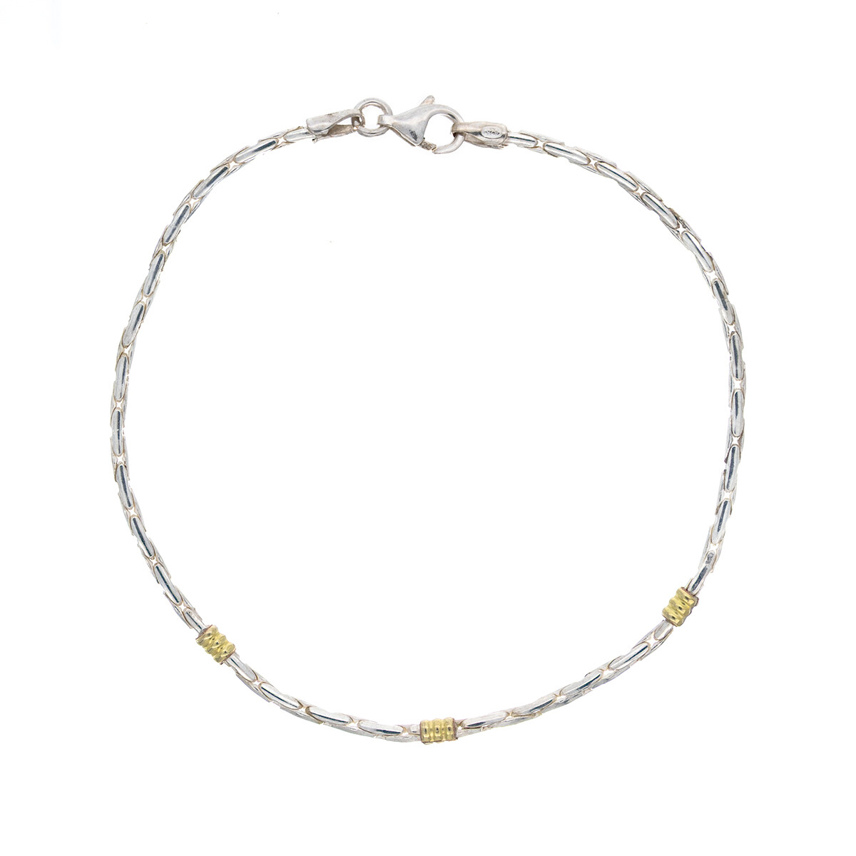 Pulsera de plata 925 y double en oro 18 ktes. 