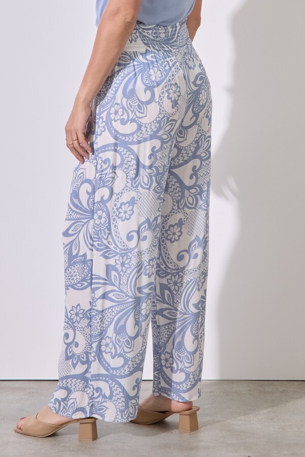 Pantalon Pull On Print AZUL/BLANCO