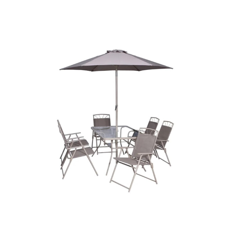 Juego de comedor exterior Santa Lucia de acero 8 piezas taupe Juego de comedor exterior Santa Lucia de acero 8 piezas taupe