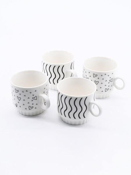 TAZAS BLACK AND WHITE SET X 4 ESTAMPADO 1