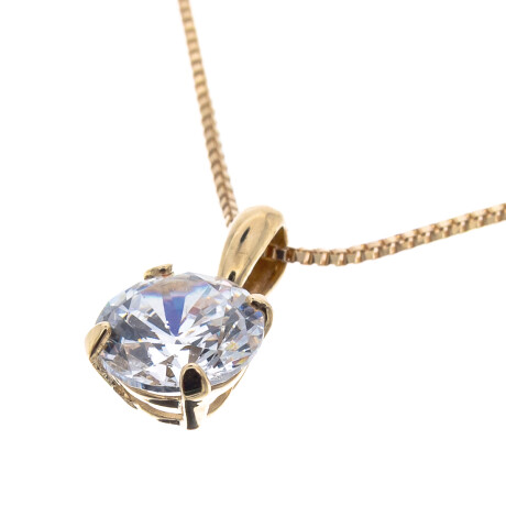 Conjunto de colgante y cadena de oro 9 ktes. con circonia. Conjunto de colgante y cadena de oro 9 ktes. con circonia.
