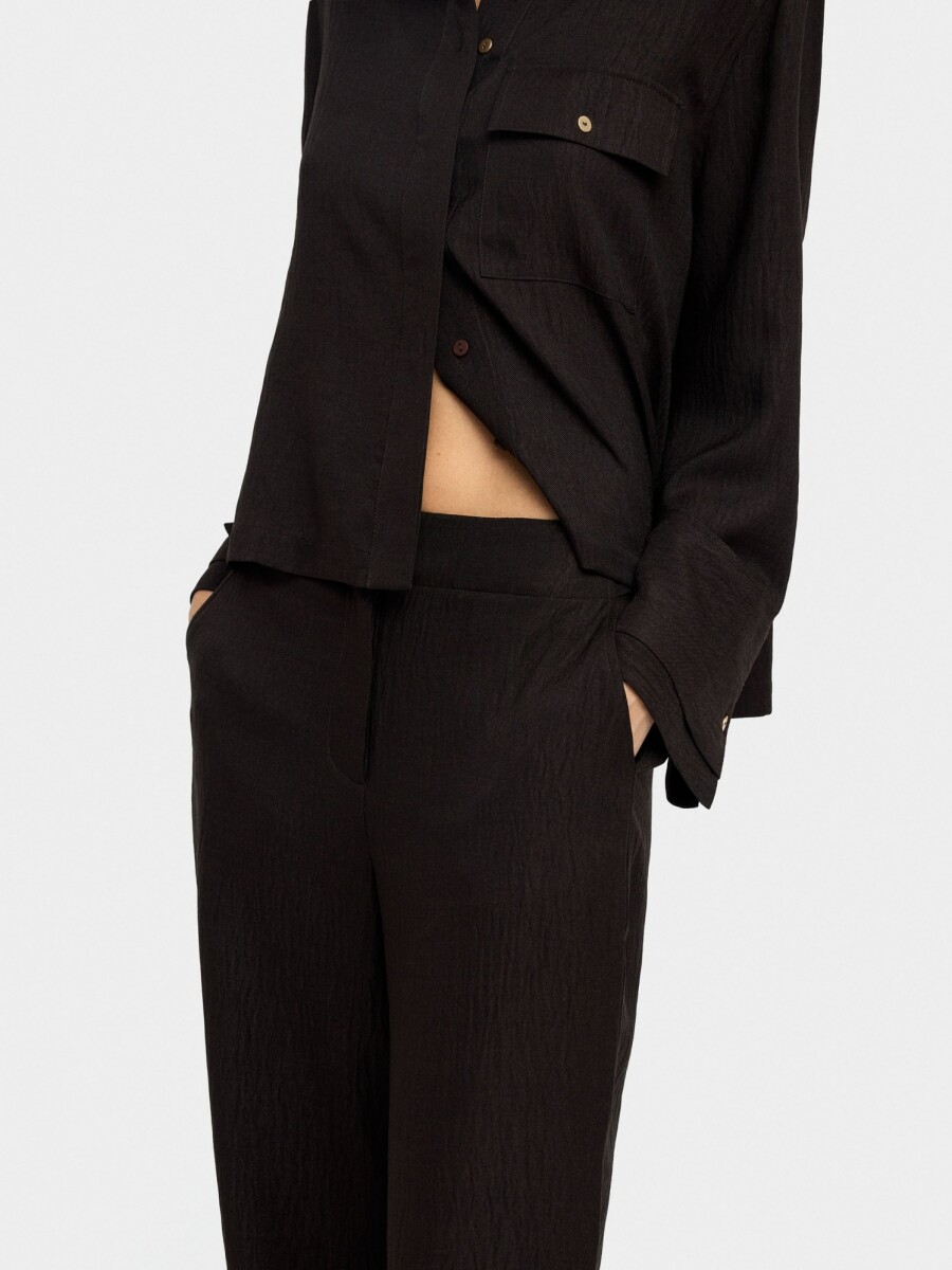 Pantalón Fluido Con Efecto Arrugado marron