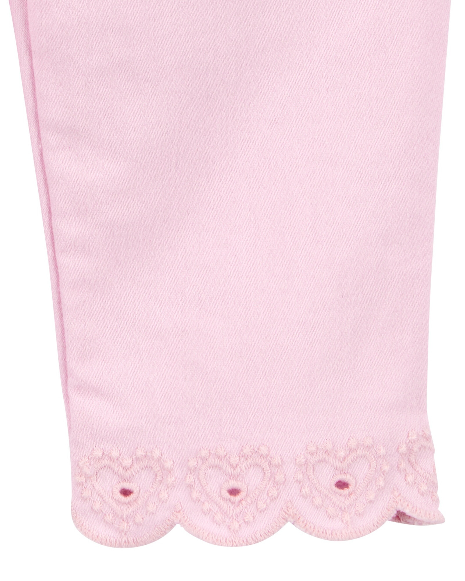 Pantalón de algodón, con dobladillo bordado Sin color