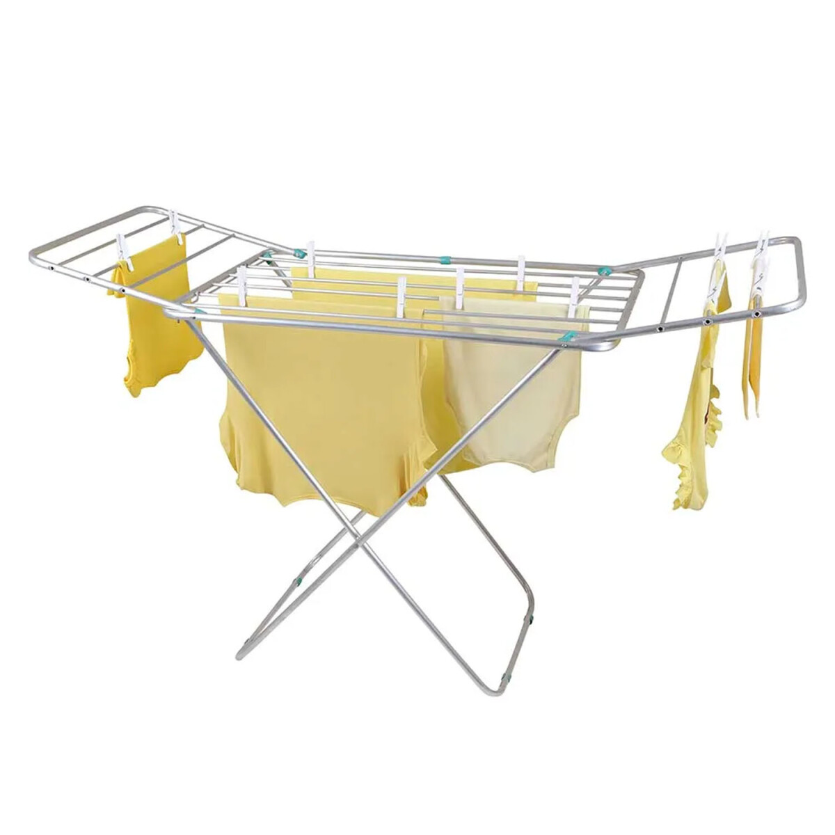 Tender Slim Plegable Alas Extensible 10.9M Ropa Aluminio Mor - Plateado 