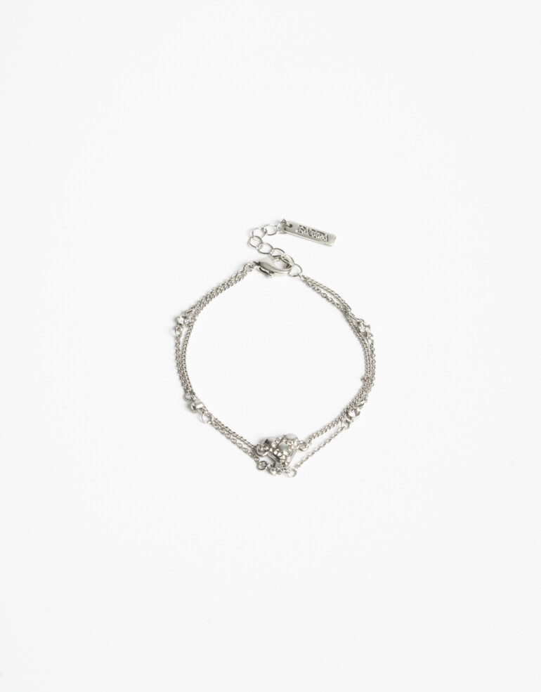 Pulseras Flexibles Strass Pulsera Flexible Multicadena Plateado - Plateado Rodio