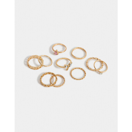 Sets De Anillos Strass Crystal Dorado