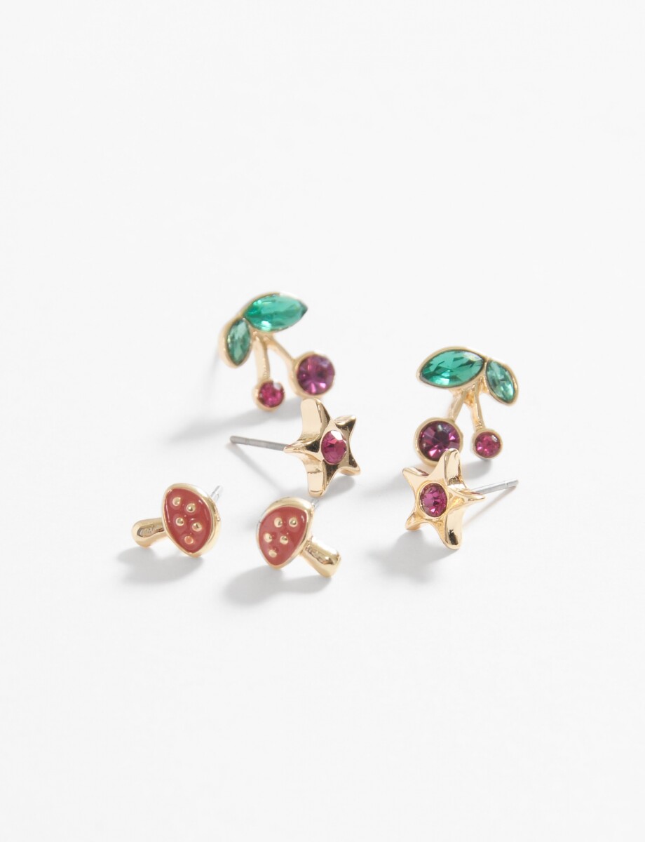 Set de caravanas pin strass - dorado 