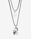 Collares Largos Perlas Set De Collares Metal Y Perla - Plateado Rodio