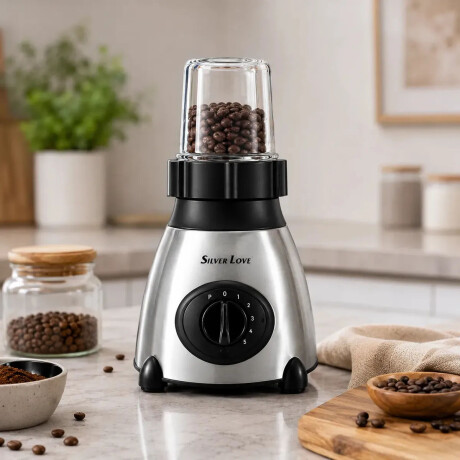 Licuadora Picadora 2 En 1 Vaso Vidrio 1,5L Ac. Inox 2500w Negro
