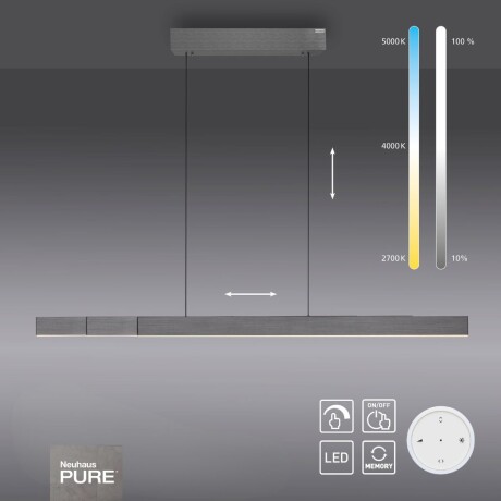 Colgante led lineal motorizado con varias funciones, gris plata Colgante led lineal motorizado con varias funciones, gris plata