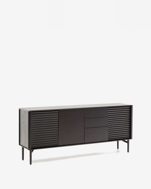 Aparador Lenon 3 puertas y 3 cajones madera maciza y chapa roble negro 200x86cm FSC Mix Crédito