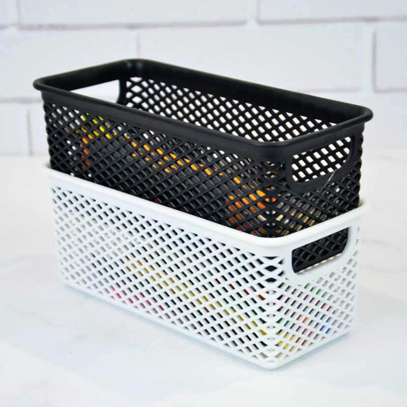 Cesto organizador calado línea rectangular P BLANCO