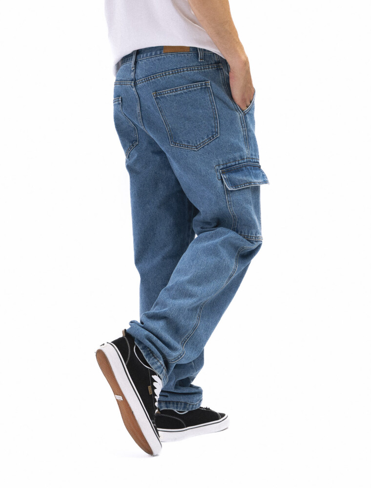 Jean Cargo Overzise Celeste