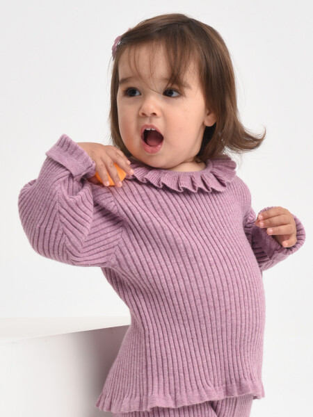 Sweater de punto cuello con volado Purpura