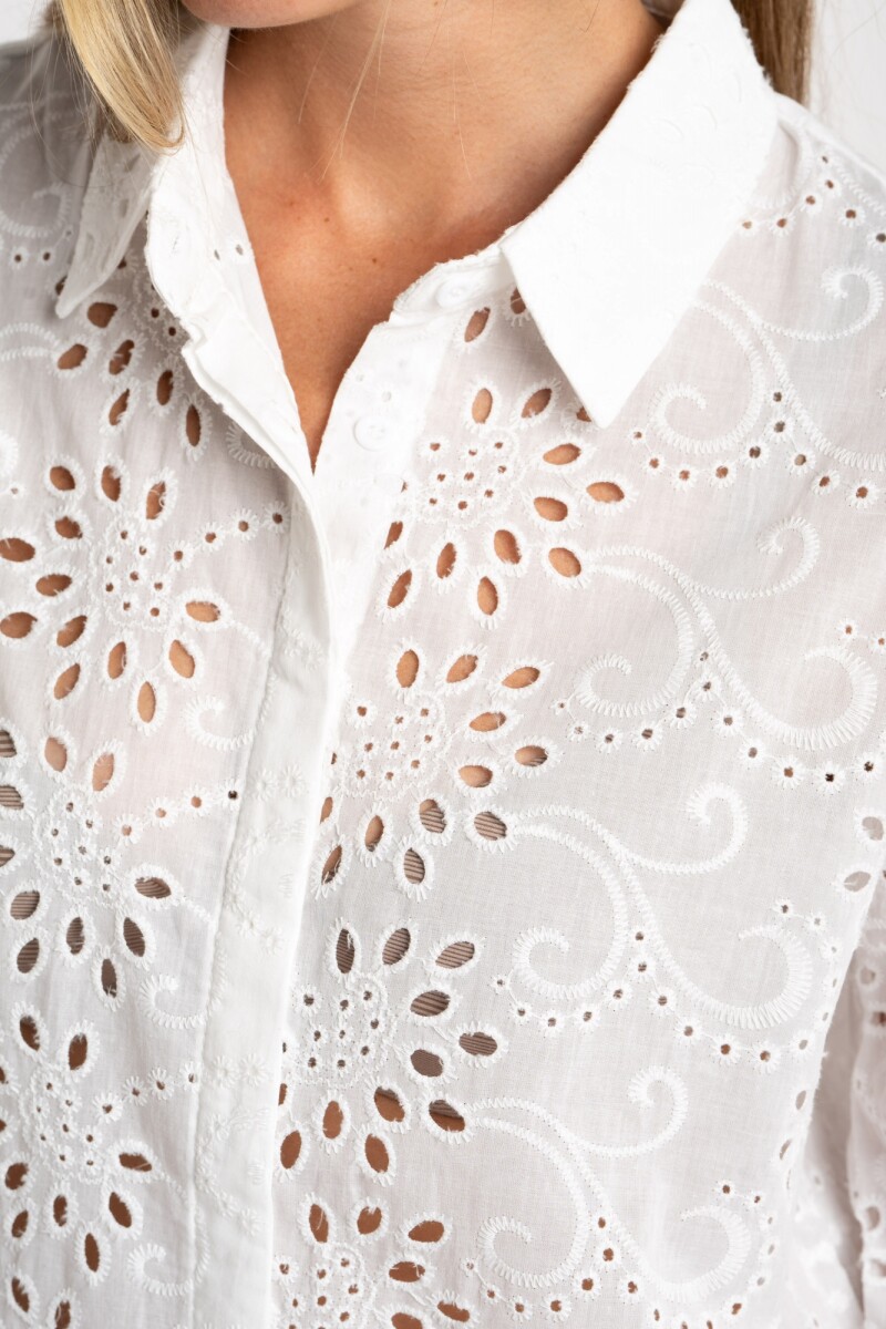 Blusa Broderie Manga Larga Nacar