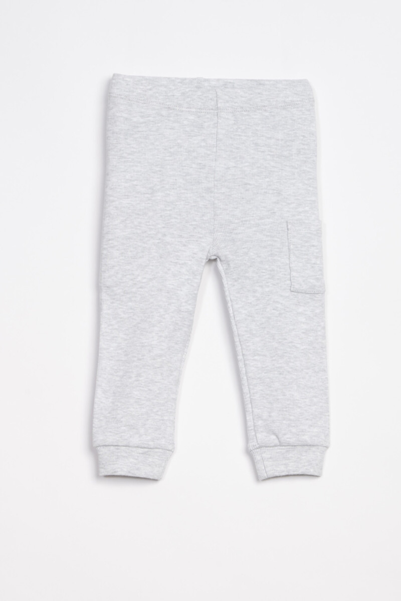 Calza en rib con bolsillo Gris Melange
