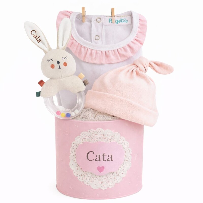 Su primer sonajero personalizado pink