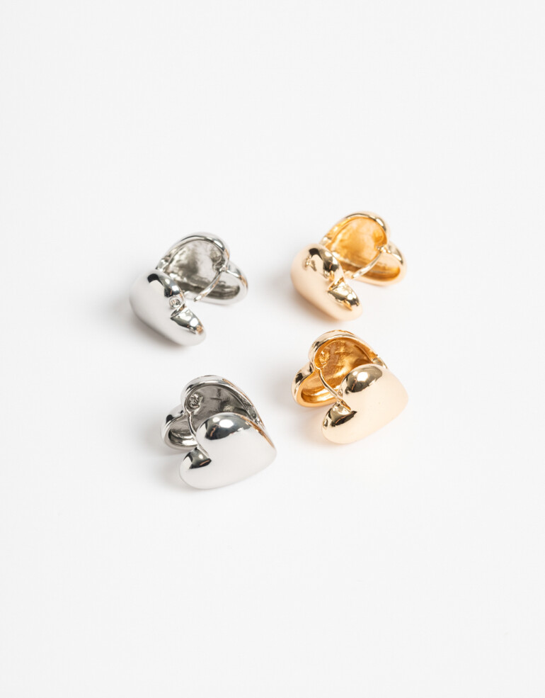 Aros Sets Metal Set De Aros Pasantes Corazón Chunky - Dorado