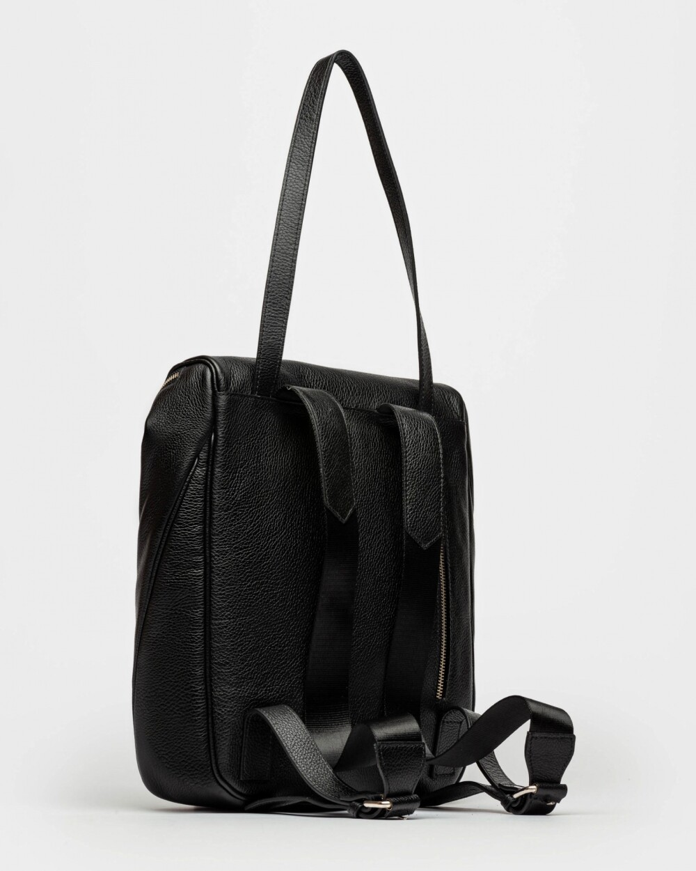 Mochila Soft En Cuero Graneado Negro