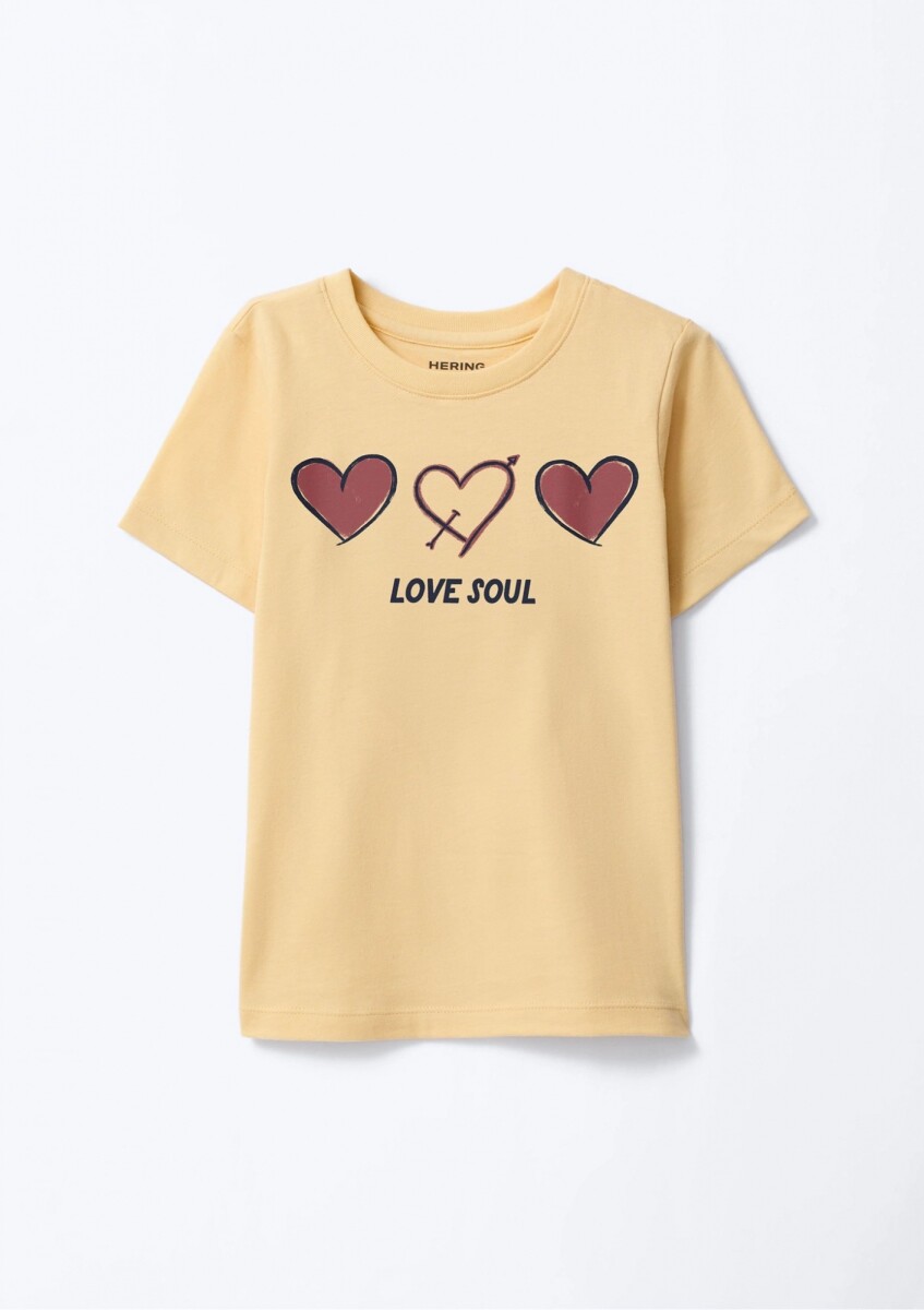 CAMISETA BÁSICA INFANTIL CON ESTAMPA - AMARILLO 