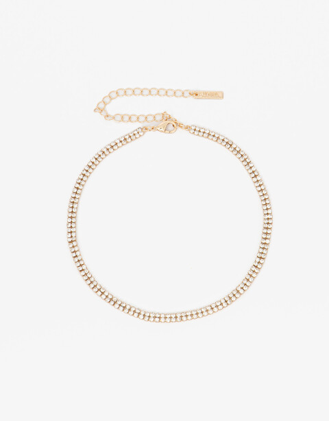 Collares Cortos Strass Collar Corto Con Strass - Dorado