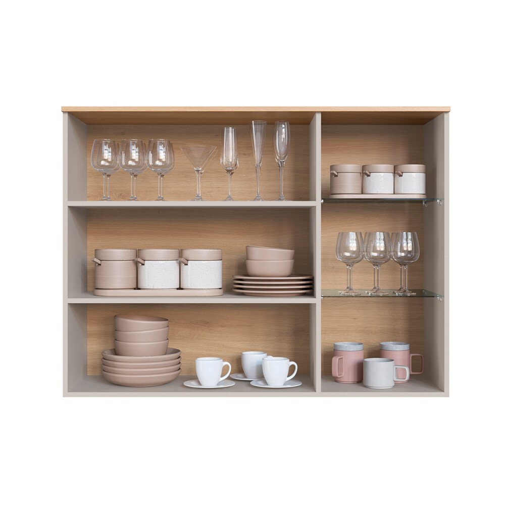 Aéreo Everest con 2 puertas y estante de vidrio1,20 m Color: Carvalho/Panna Aéreo Everest Con 2 Puertas Y Estante De Vidrio1,20 M Color: Carvalho/panna